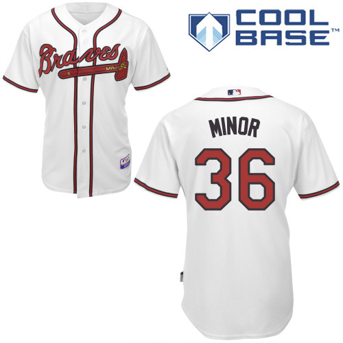 Mike Minor #36 MLB Jersey-Atlanta Braves Men's Authentic Home White Cool Base Baseball Jersey